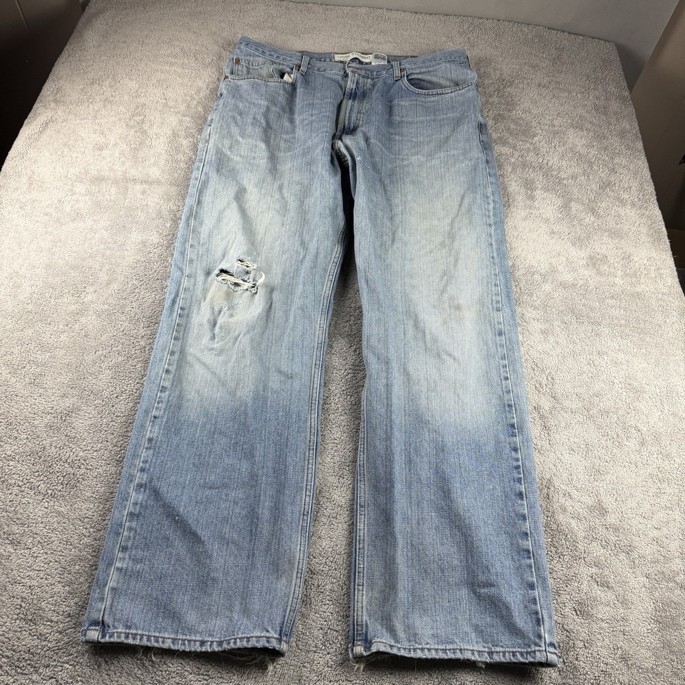 Levis 569‎ Loose Straight Fit Jeans Mens 38x34 Blue Light Wash Mid Rise